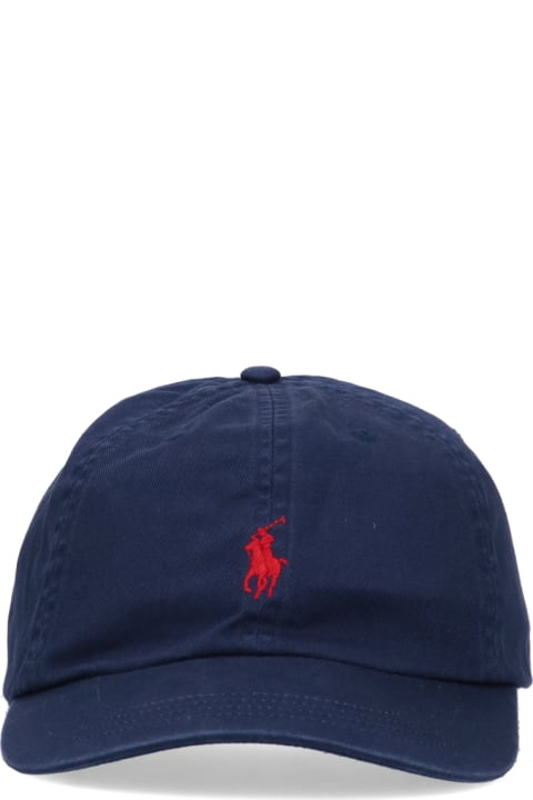 メンズ Ralph Laurenの帽子 Ralph Lauren Night Blue Baseball Hat With Red Pony
