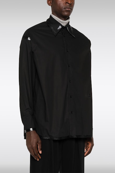 MM6 Maison Margiela Shirts for Men MM6 Maison Margiela Camicie A Maniche Lunghe Black cotton long sleeved shirt with waxed stitchings and hem