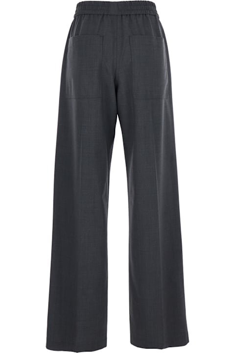 Brunello Cucinelli for Kids Brunello Cucinelli Grey Pants With Elastic Waist In Wool Blend Stretch Woman