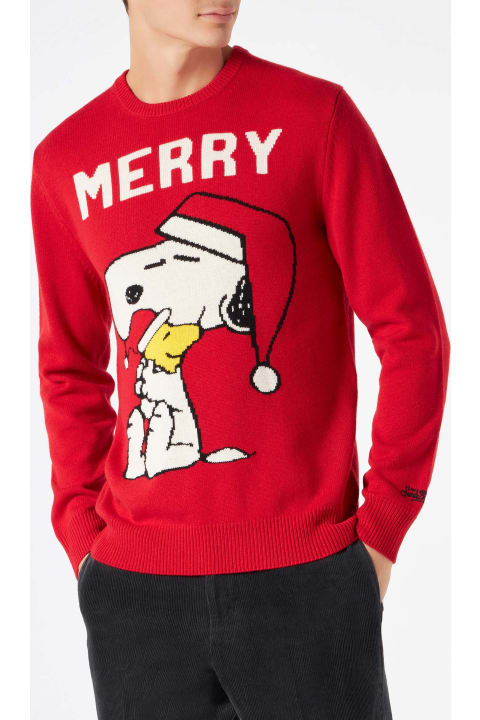 MC2 Saint Barth for Men MC2 Saint Barth Man Red Sweater With Snoopy Print | Snoopy - Peanuts Special Edition