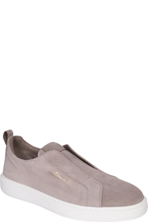 Sneakers for Men Santoni Victor Slip On Suede Sneakers In Grey