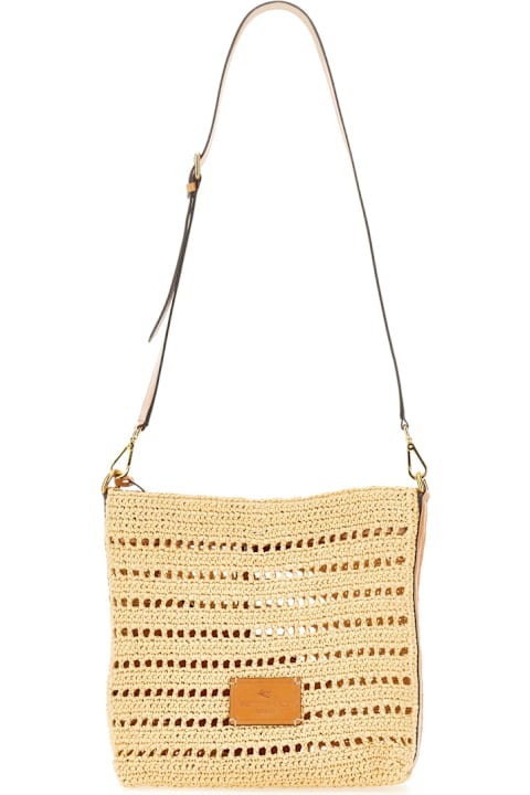 Homeware Etro Perforated Raffia Shoulder Bag