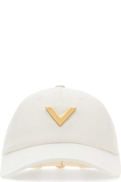 Hats for Women Valentino Garavani White Stretch Cotton Baseball Cap