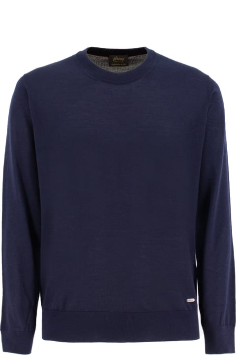 Brioni Sweaters for Men Brioni Cashmere Blue Sweater