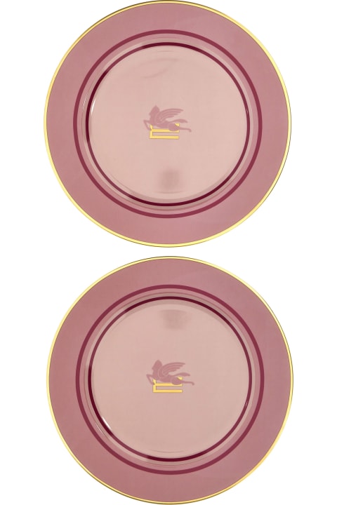 インテリア Etro Logo Placeholder 2-plate Set