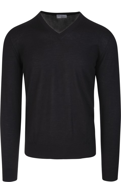 Fedeli for Men Fedeli Man Black Cashmere Pullover With V-neck