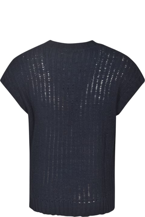 Roberto Collina Fleeces & Tracksuits for Men Roberto Collina Rib Trim Perforated Knitted Sleeveless Sweatshirt