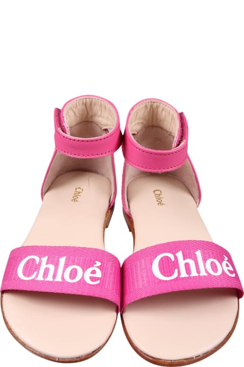 Shoes for Girls Chloé Fuchsia Sandals For Girl With Logo