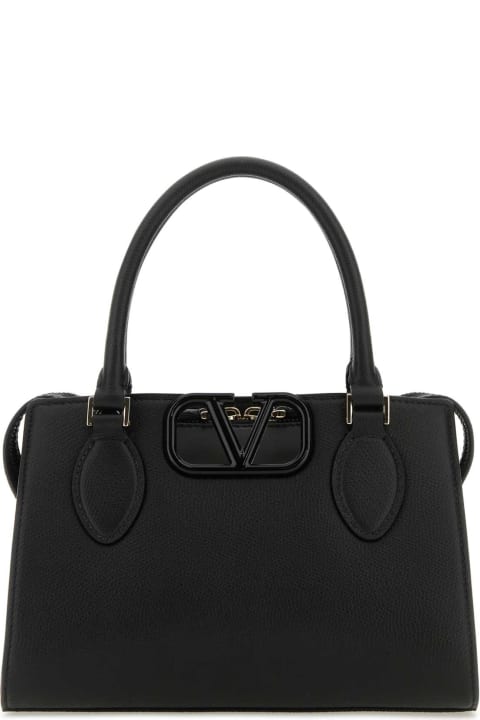 Totes for Women Valentino Garavani Black Leather Vlogo Handbag