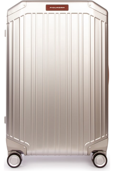 Piquadro لـ Kids Piquadro Trolley Medio 4 Ruote In Alluminio E Pelle
