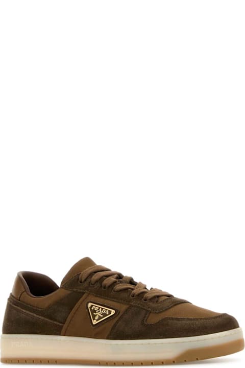 Prada خصم على Men Prada Two-tone Suede And Fabric Downtown Sneakers