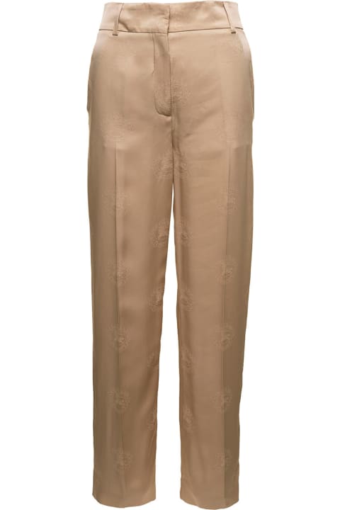 Burberry for Women Burberry 'jane' Beige High-waisted Relaxed Pants In Silk Woman
