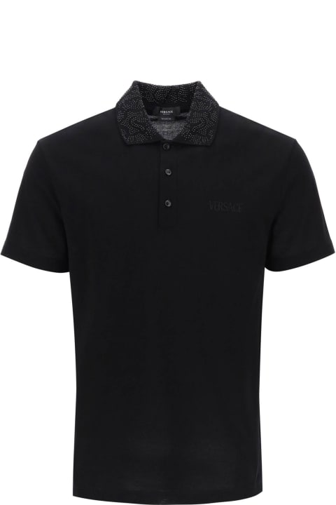 Topwear for Men Versace Logo Sequin Polo Shirt