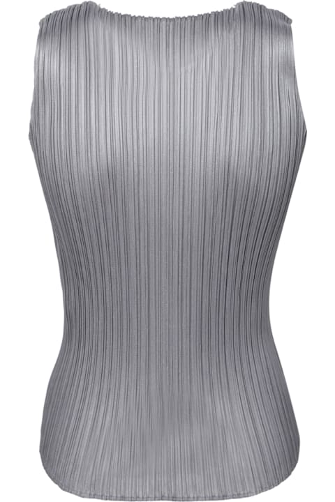 Issey Miyake for Women Issey Miyake Basic Pleats Grey Tank Top