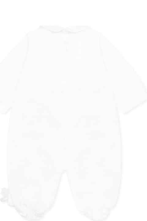 Monnalisa for Kids Monnalisa White Babygrow Set For Baby Girl With Logo