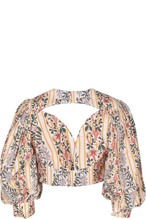 Cut-out Detail Printed Cropped Top