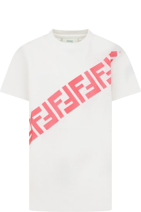 Fendi for Kids Fendi White T-shirt For Kids With Double F