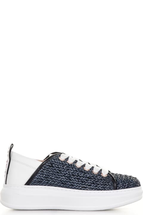 Leather Sneakers With Woven Motif
