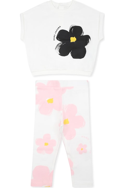 Little Marc Jacobs for Kids Little Marc Jacobs White Suit For Baby Girl With Flowers