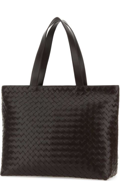 Bottega Veneta Bags for Men Bottega Veneta Dark Brown Leather Intrecciato Shopping Bag