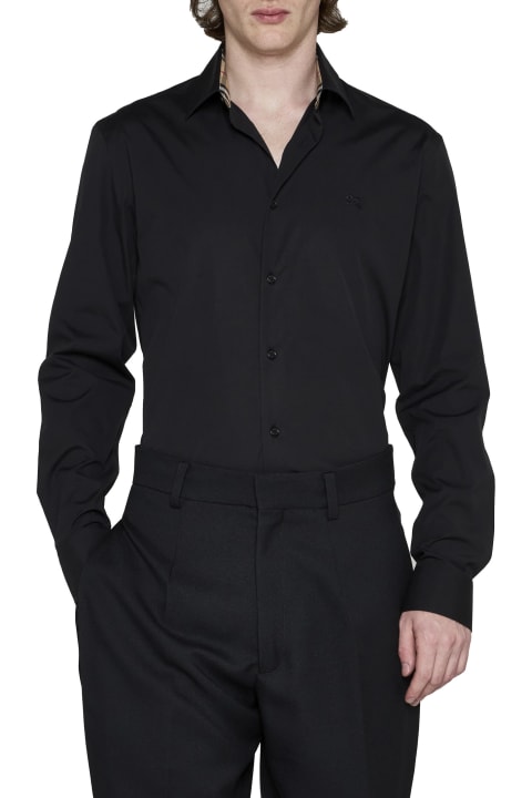 Shirts for Men Burberry Sherfield Shirt In Black Cotton