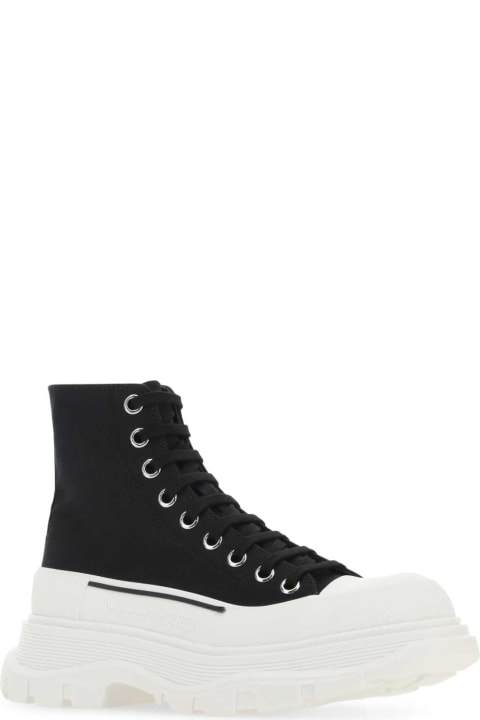 Shoes Sale for Women Alexander McQueen Black Canvas Tread Slick Sneakers