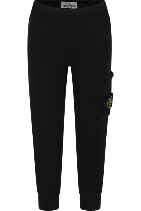 Stone Island Junior for Kids Stone Island Junior Black Trousers For Boy With Iconic Logo