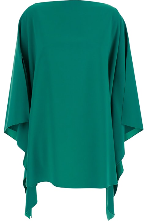 Gianluca Capannolo for Women Gianluca Capannolo 'eve' Green Top With Boat Neck And Draped Sleeves In Tech Fabric Woman
