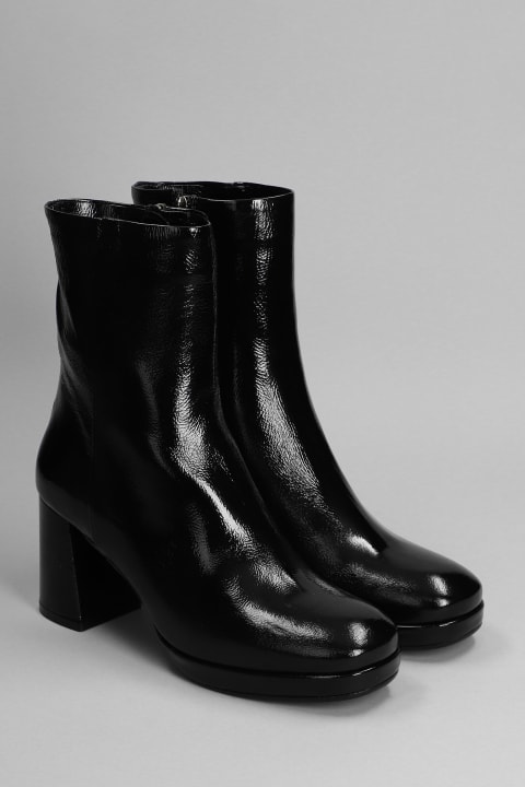 High Heels Ankle Boots In Black Patent Leather