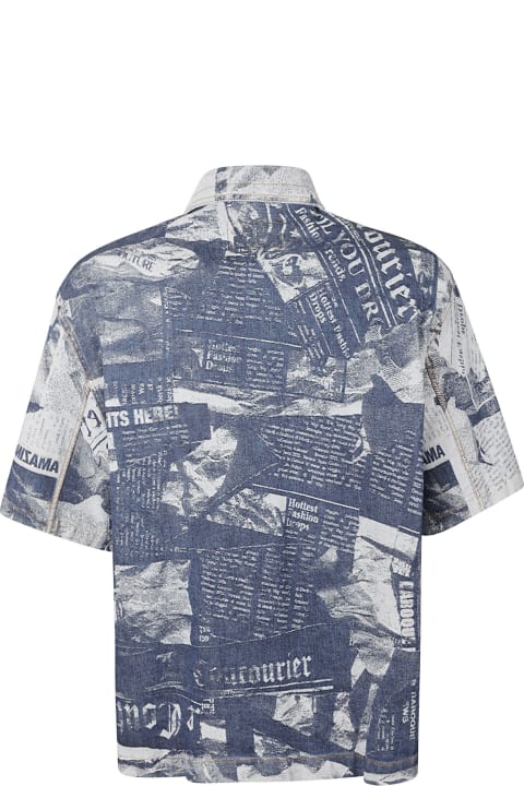 Versace Jeans Couture Shirts for Men Versace Jeans Couture Magazine Printed Denim Shirt