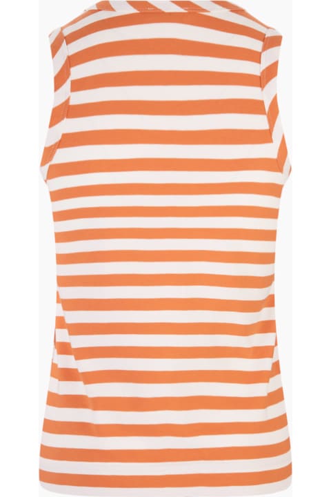 Moncler Clothing for Women Moncler Orange Striped Tank Top With Logo