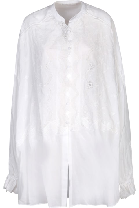 Ermanno Scervino for Women Ermanno Scervino White Embroidery Transparency Shirt
