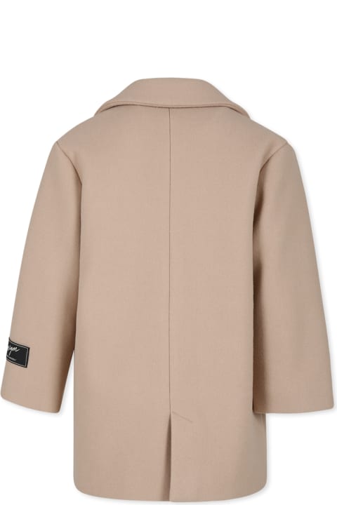 Fashion for Kids MSGM Beige Coat For Girl With Logo