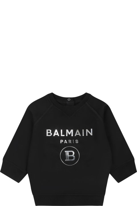 Fashion for Baby Girls Balmain Black Sweatshirt For Babykids With Logo