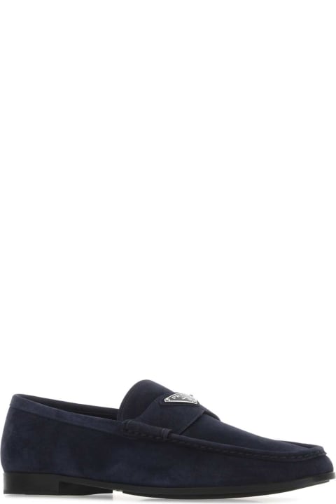 Fashion for Men Prada Navy Blue Suede Loafers