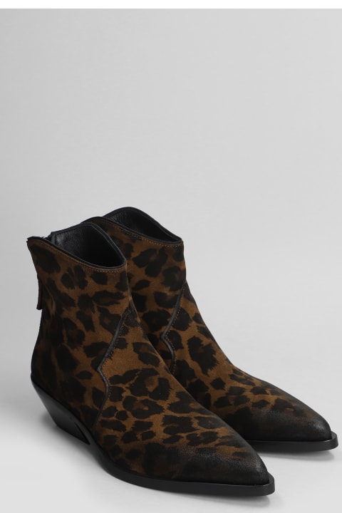 Elena Iachi Boots for Women Elena Iachi Texan Ankle Boots In Animalier Suede