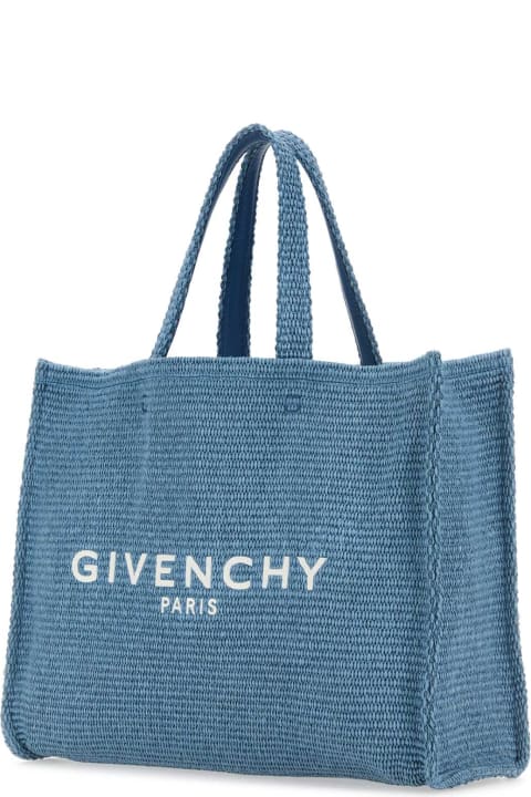 Givenchy Totes for Women Givenchy Light Blue Raffia Medium G-tote Shopping Bag