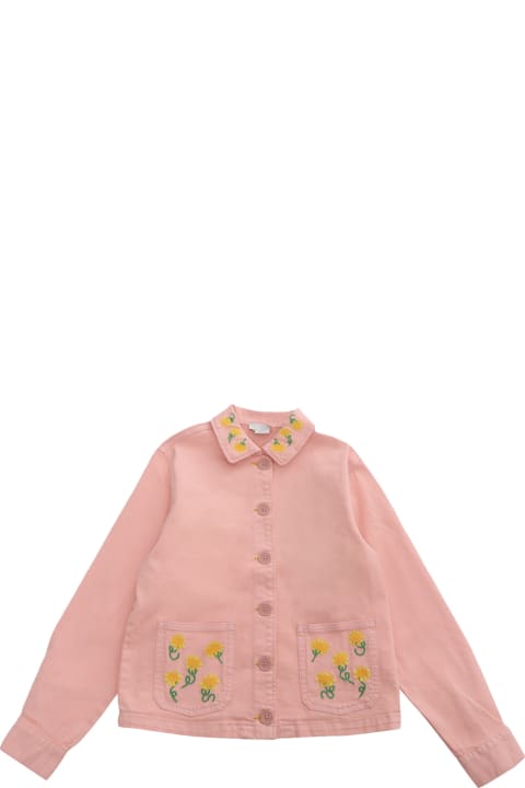 Coats & Jackets for Girls Stella McCartney Kids Pink Denim Jacket With Flowers