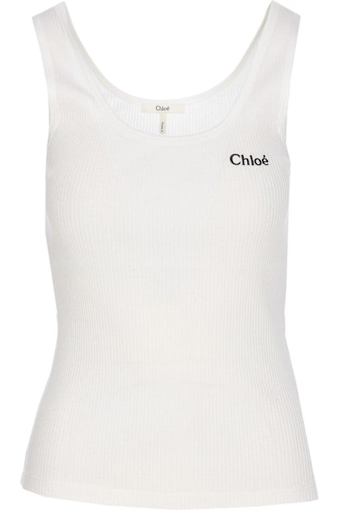 Chloé for Women Chloé Logo Embroidered Ribbed Tank Top