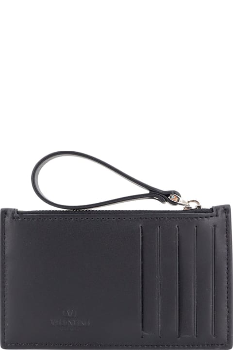 メンズ Valentino Garavaniのアクセサリー Valentino Garavani Black Leather Card Holder