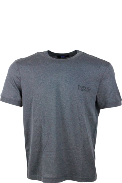 Kiton for Men Kiton Short-sleeved Crew-neck Knt T-shirt In Fine Cotton With Logo Embroidery On The Chest