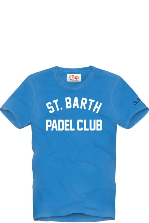 Homeware MC2 Saint Barth Man Cotton Vintage Treatment T-shirt With St. Barth Padel Club Print