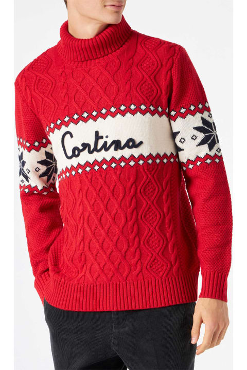 MC2 Saint Barth for Men MC2 Saint Barth Half-turtleneck Sweater With Cortina Lettering