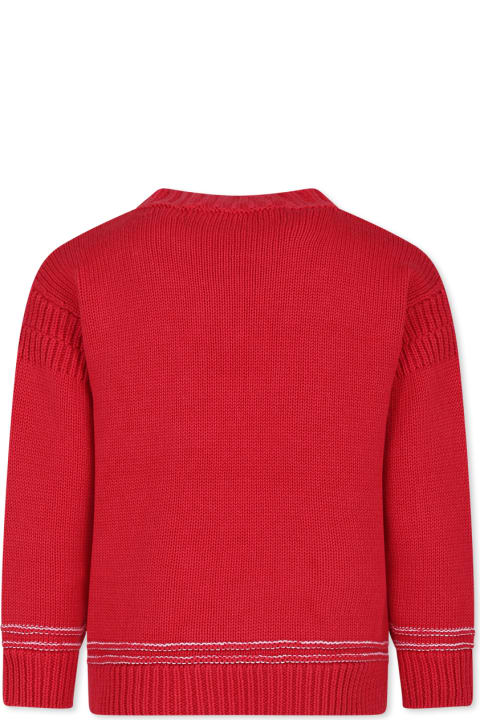 Fashion for Boys Marni Red Sweater For Kids With Logo