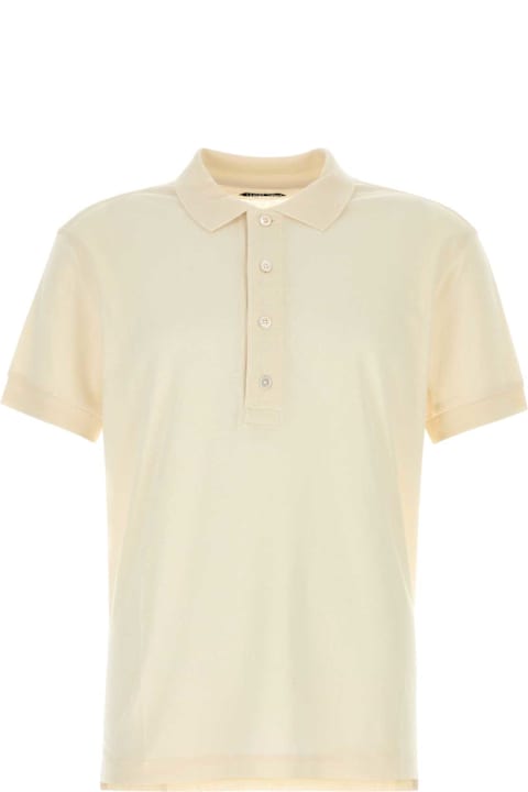 Tom Ford ملابس علوية لـ القسم الرجالي Tom Ford Ivory Cotton Blend Polo Shirt