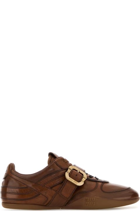 Miu Miu Sneakers In Pelle Caramello