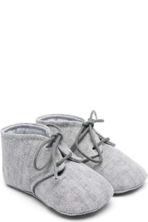 Shoes for Baby Boys Il Gufo Grey Lace-up Shoes With Round Toe In Linen Baby