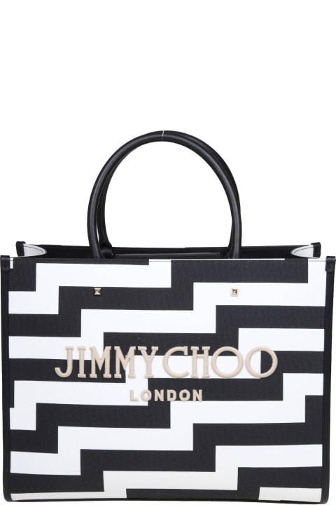 Jimmy Choo Totes for Women Jimmy Choo Avenue M Black And White Canvas And Leather Tote
