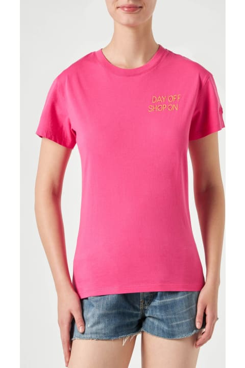 Homeware MC2 Saint Barth Woman Fucsia Cotton T-shirt With Embroidery