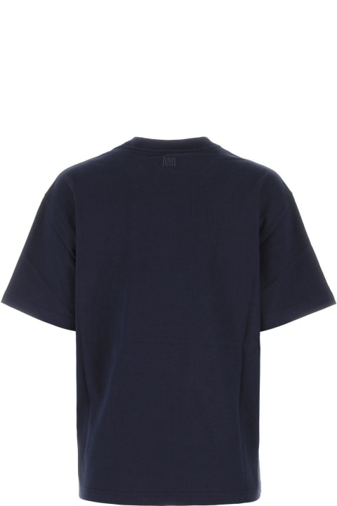 Ami Alexandre Mattiussi Topwear for Women Ami Alexandre Mattiussi Navy Blue Cotton Oversize T-shirt